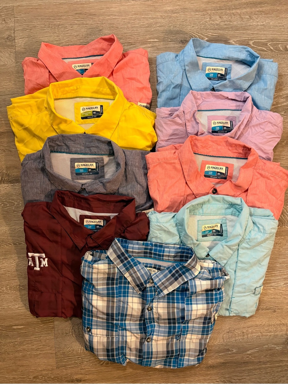 Magellan Outdoors Men’s Short-Sleeve & Long Lot Of 9
